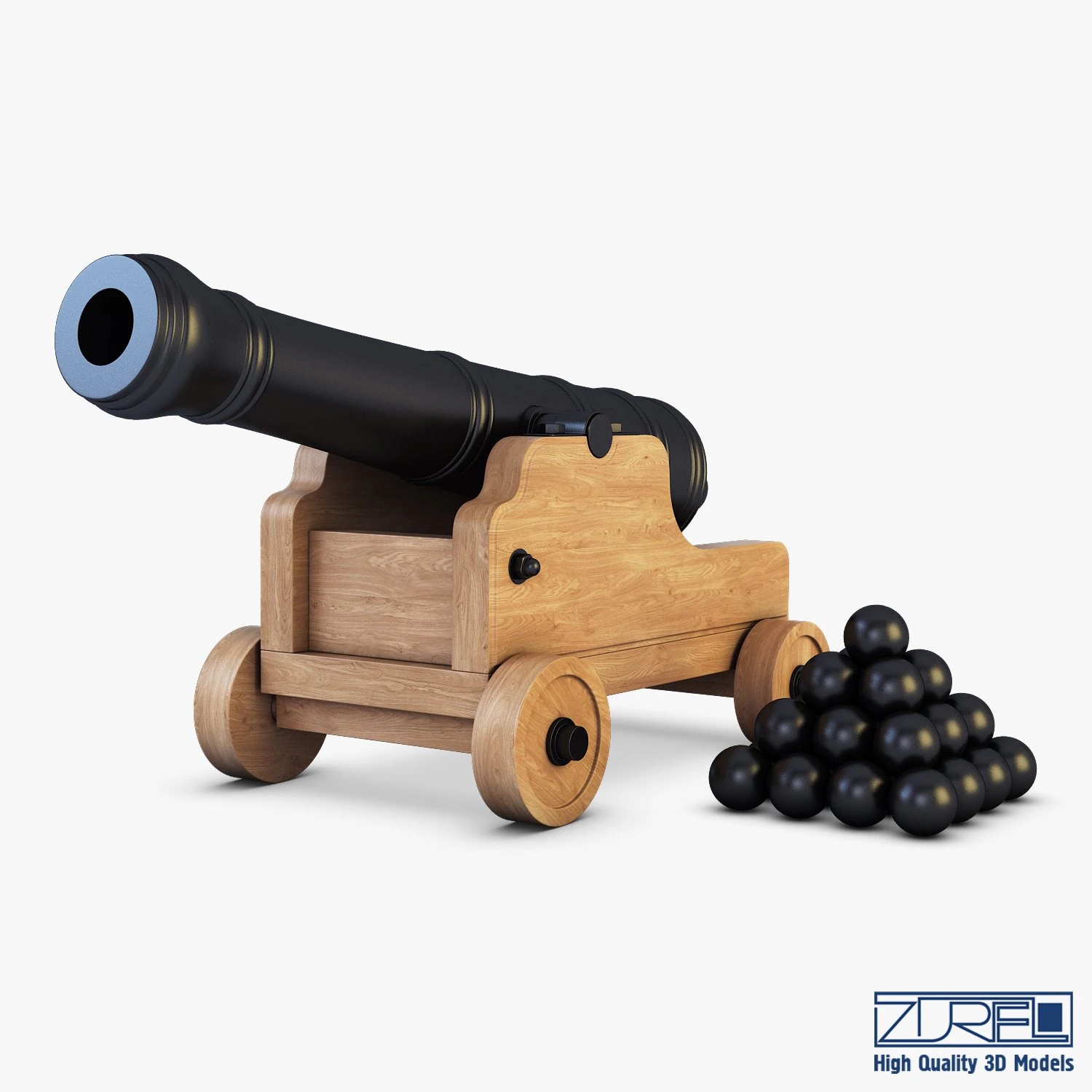 고대 대포 3D 모델 .c4d .max .obj .3ds .fbx .stl .blend 