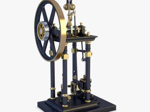 Classic Beam Steam Engine with Flywheel M1 3D Model