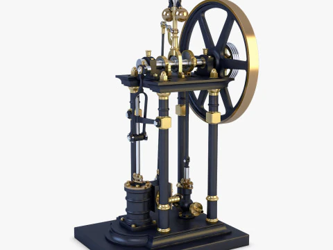 Classic Beam Steam Engine with Flywheel M1 3D Model