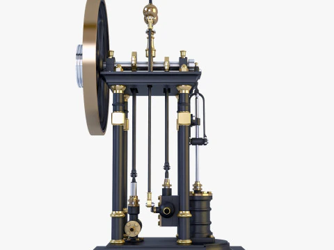 Classic Beam Steam Engine with Flywheel M1 3D Model