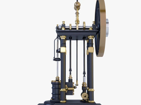 Classic Beam Steam Engine with Flywheel M1 3D Model