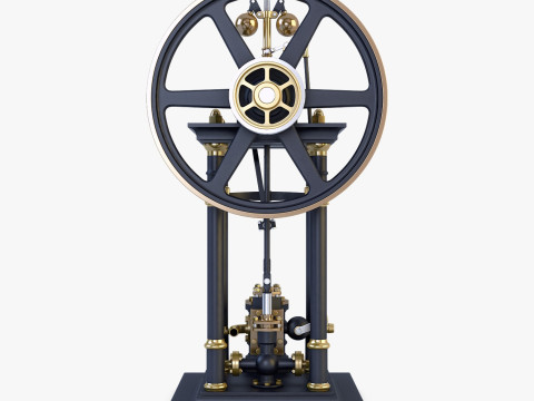 Classic Beam Steam Engine with Flywheel M1 3D Model