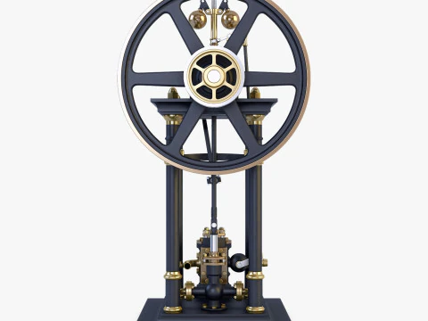 Classic Beam Steam Engine with Flywheel M1 3D Model