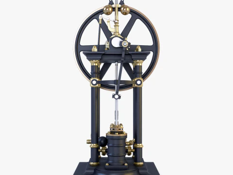 Classic Beam Steam Engine with Flywheel M1 3D Model