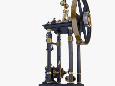 Classic Beam Steam Engine with Flywheel M1 3D Model