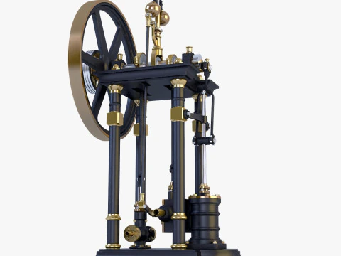Classic Beam Steam Engine with Flywheel M1 3D Model