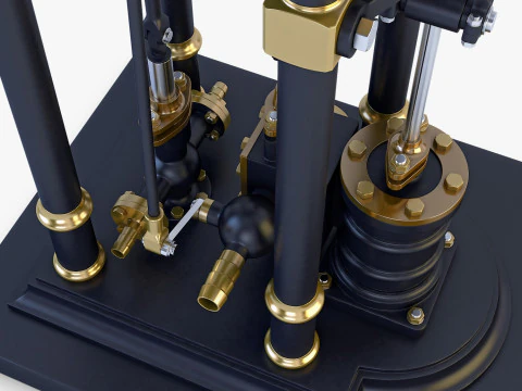 Classic Beam Steam Engine with Flywheel M1 3D Model