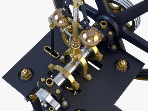 Classic Beam Steam Engine with Flywheel M1 3D Model