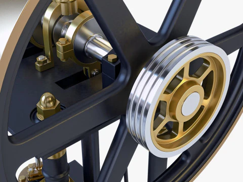 Classic Beam Steam Engine with Flywheel M1 3D Model