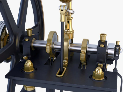 Classic Beam Steam Engine with Flywheel M1 3D Model