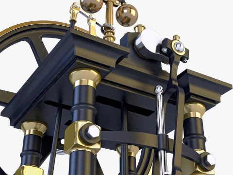Classic Beam Steam Engine with Flywheel M1 3D Model