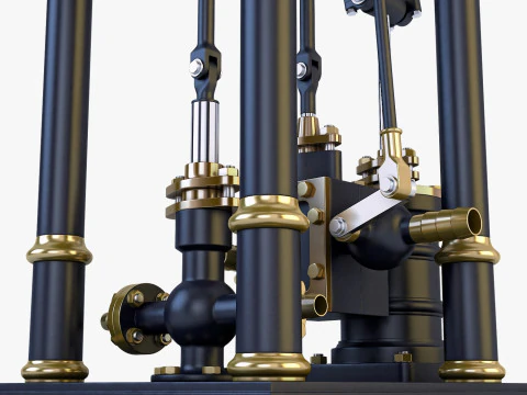 Classic Beam Steam Engine with Flywheel M1 3D Model