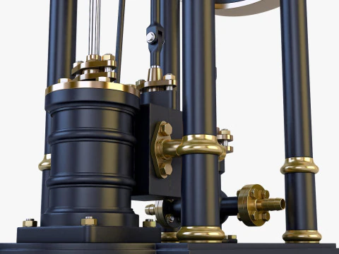 Classic Beam Steam Engine with Flywheel M1 3D Model