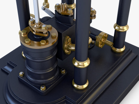 Classic Beam Steam Engine with Flywheel M1 3D Model