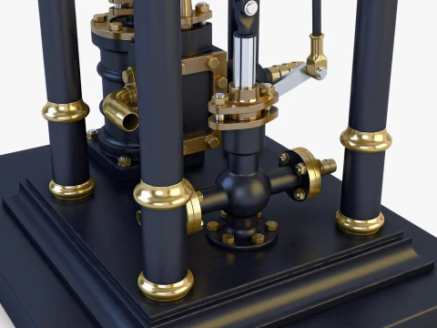 Classic Beam Steam Engine with Flywheel M1 3D Model