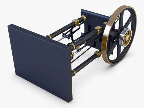 Classic Beam Steam Engine with Flywheel M1 3D Model