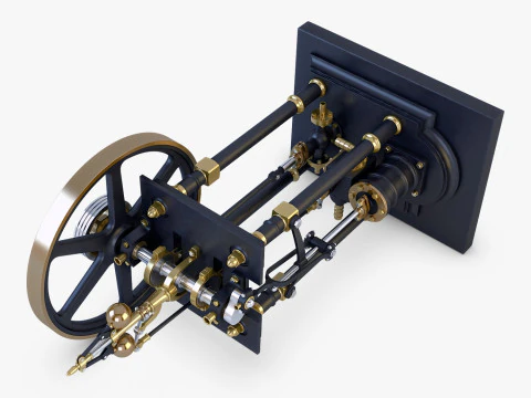 Classic Beam Steam Engine with Flywheel M1 3D Model