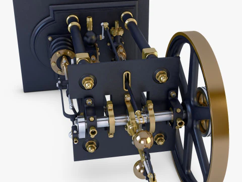 Classic Beam Steam Engine with Flywheel M1 3D Model