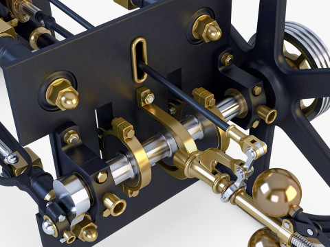 Classic Beam Steam Engine with Flywheel M1 3D Model