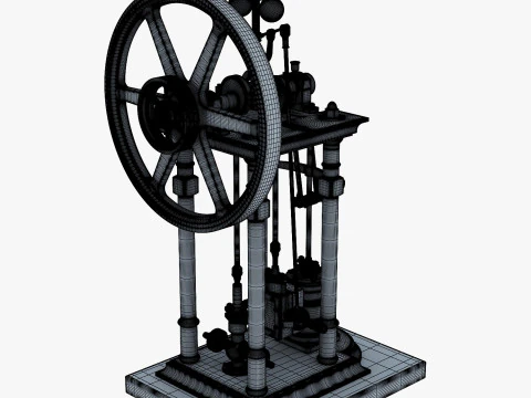 Classic Beam Steam Engine with Flywheel M1 3D Model