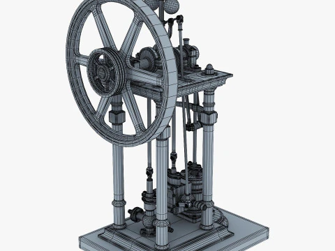 Classic Beam Steam Engine with Flywheel M1 3D Model