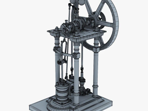 Classic Beam Steam Engine with Flywheel M1 3D Model