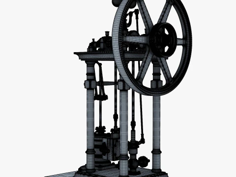 Classic Beam Steam Engine with Flywheel M1 3D Model