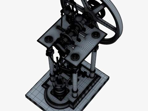 Classic Beam Steam Engine with Flywheel M1 3D Model