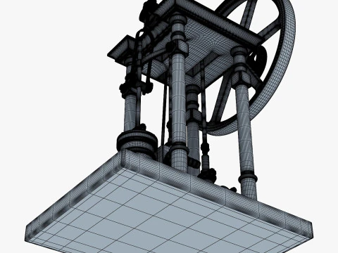 Classic Beam Steam Engine with Flywheel M1 3D Model