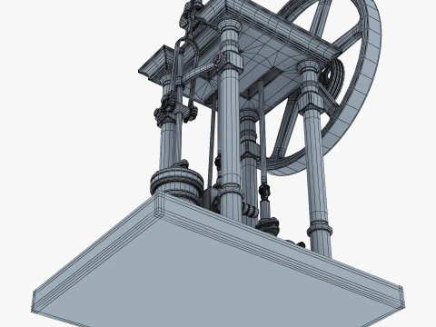 Classic Beam Steam Engine with Flywheel M1 3D Model
