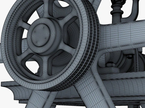 Classic Beam Steam Engine with Flywheel M1 3D Model