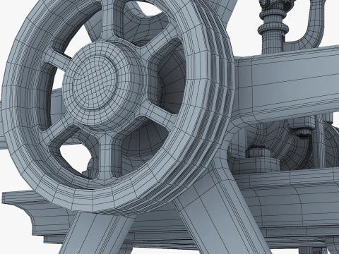 Classic Beam Steam Engine with Flywheel M1 3D Model