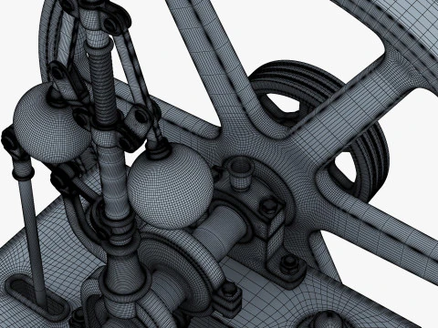 Classic Beam Steam Engine with Flywheel M1 3D Model