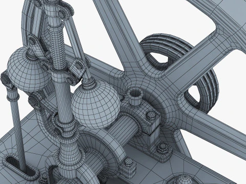 Classic Beam Steam Engine with Flywheel M1 3D Model