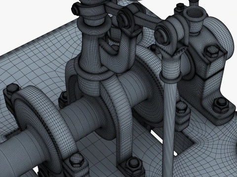 Classic Beam Steam Engine with Flywheel M1 3D Model