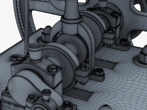 Classic Beam Steam Engine with Flywheel M1 3D Model