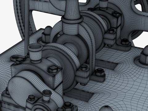 Classic Beam Steam Engine with Flywheel M1 3D Model
