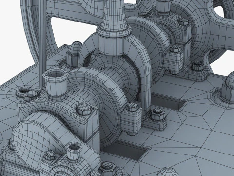 Classic Beam Steam Engine with Flywheel M1 3D Model