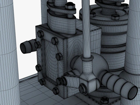Classic Beam Steam Engine with Flywheel M1 3D Model