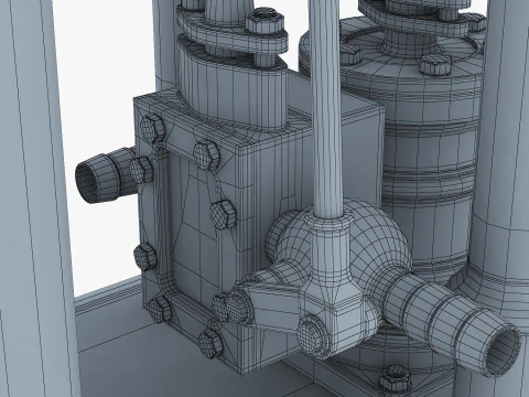 Classic Beam Steam Engine with Flywheel M1 3D Model