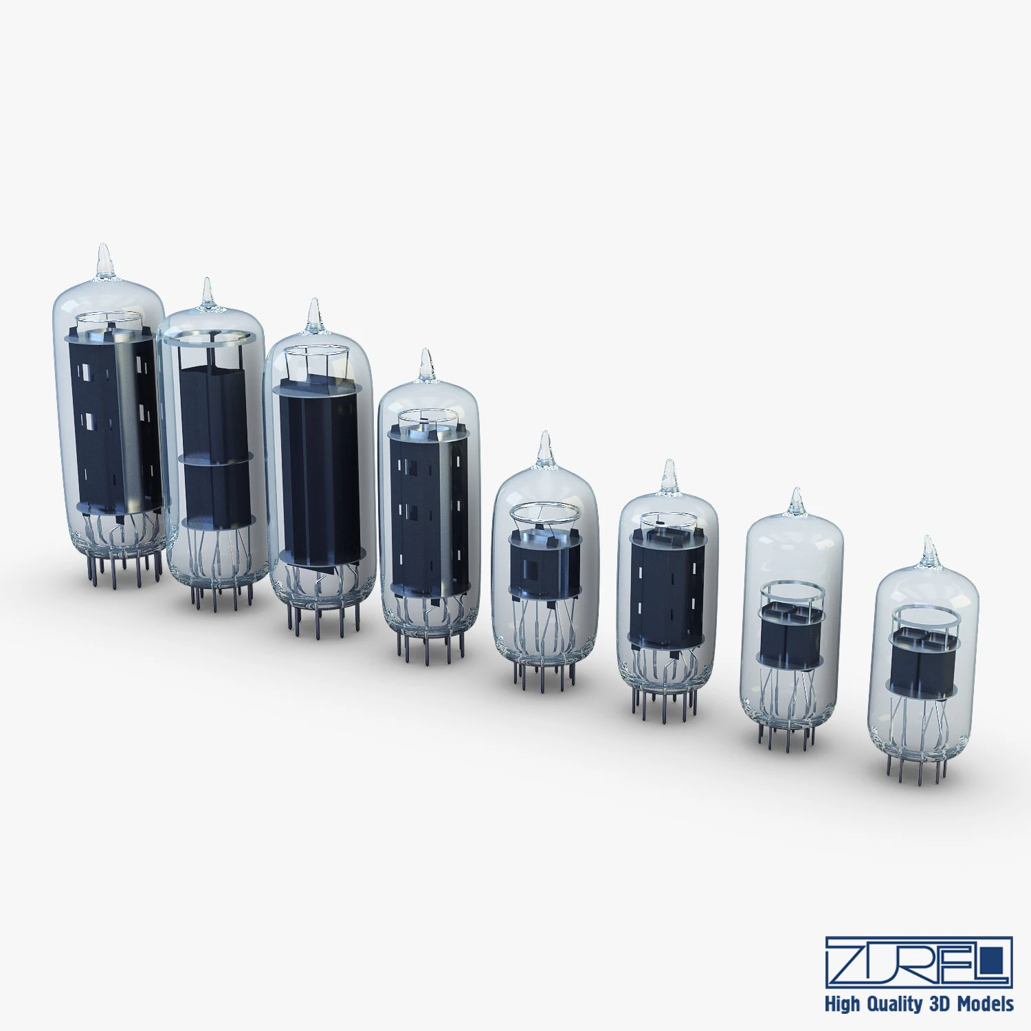 vacuum tubes set 3D Model .c4d .max .obj .3ds .fbx .stl .blend 