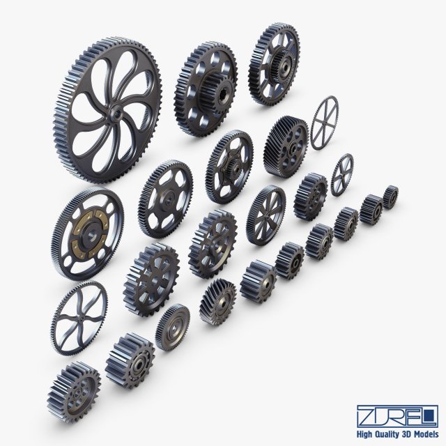 gears set v 1 3D Model .c4d .max .obj .3ds .fbx .stl .blend 