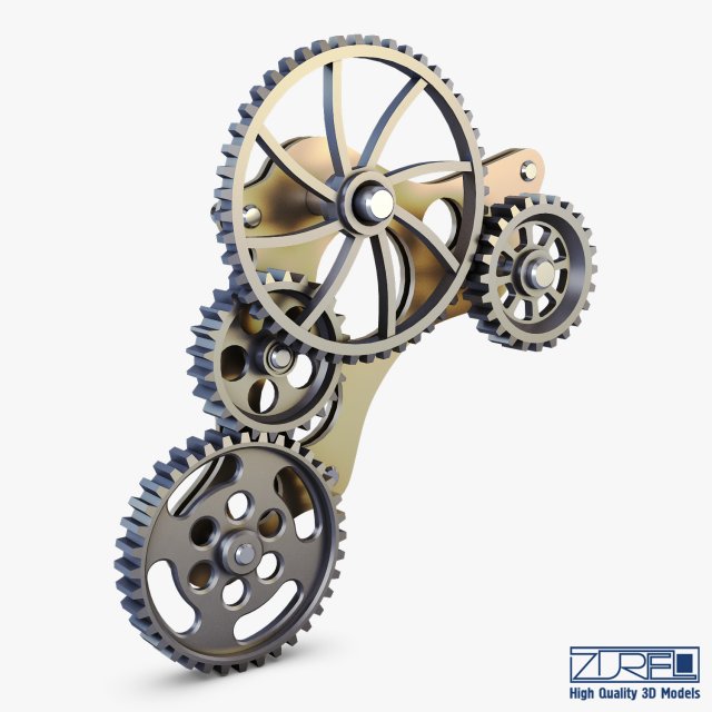 gear mechanism low poly v 4 3D Model .c4d .max .obj .3ds .fbx .stl .blend 