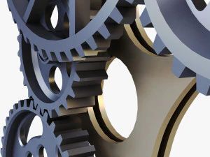 gear mechanism low poly v 4 3D Model