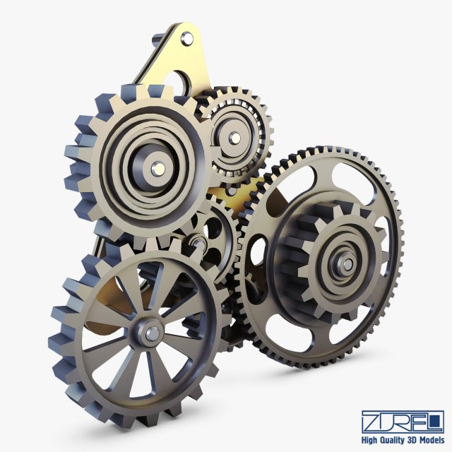 gear mechanism low poly v 5 Modèle 3D .c4d .max .obj .3ds .fbx .stl .blend 