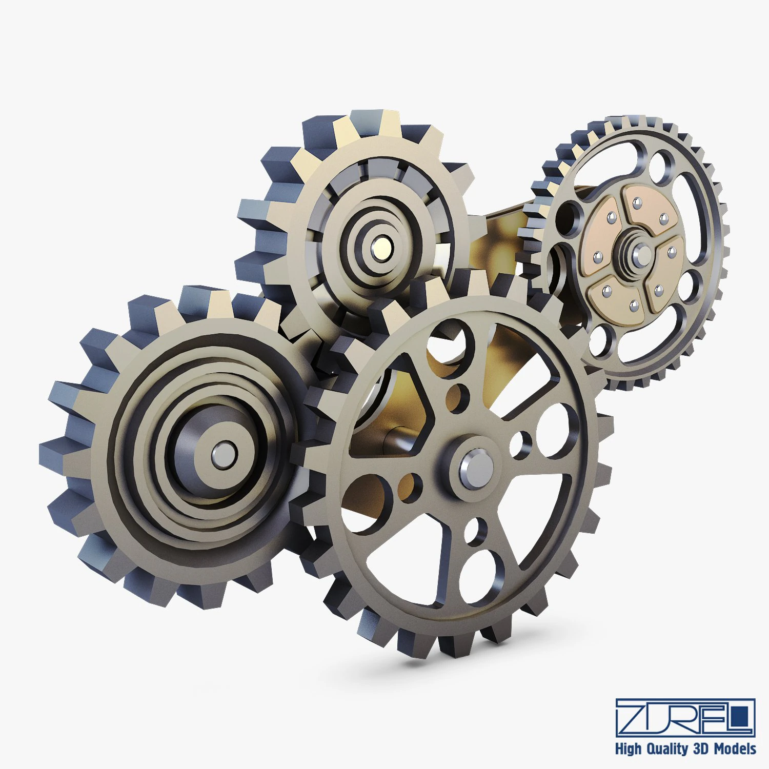 gear mechanism low poly v 6 3D Model .c4d .max .obj .3ds .fbx .stl .blend 