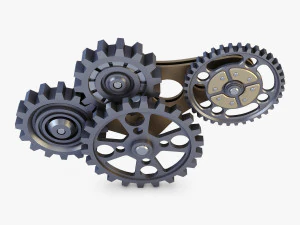 gear mechanism low poly v 6 3D Model