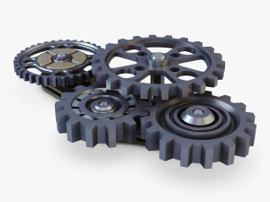 gear mechanism low poly v 6 3D Model