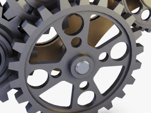 gear mechanism low poly v 6 3D Model