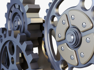 gear mechanism low poly v 6 Model 3D